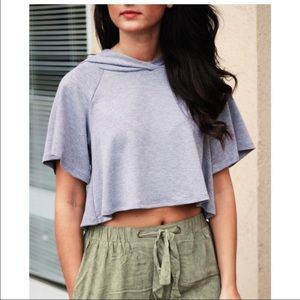 Gray crop top with hood